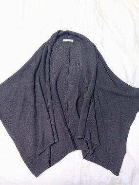 Relaxed Open-Front Black Knit Cardigan